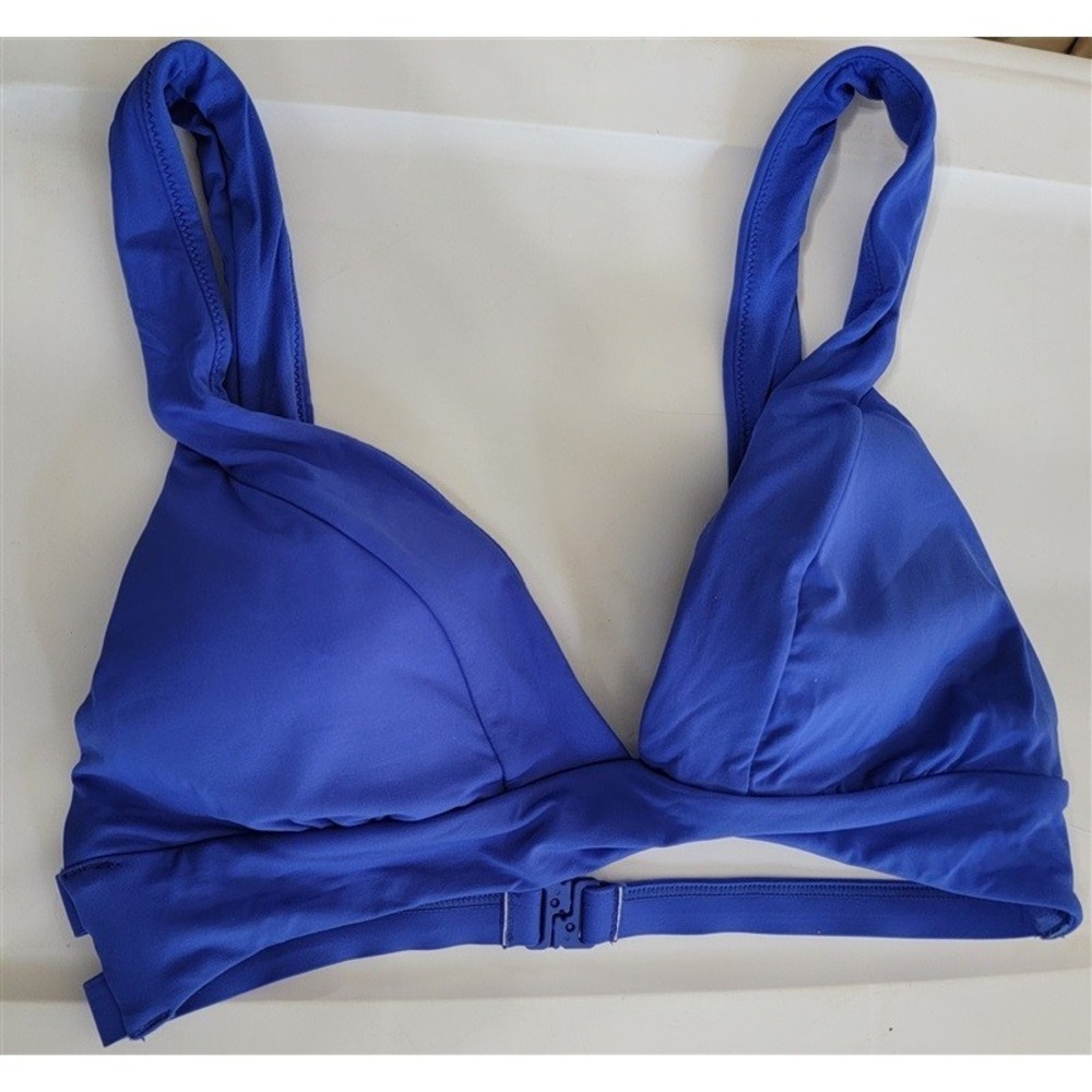 NWOT Seafolly 10 USA Banded Triangle Bikini Swim Bra Blue 118958